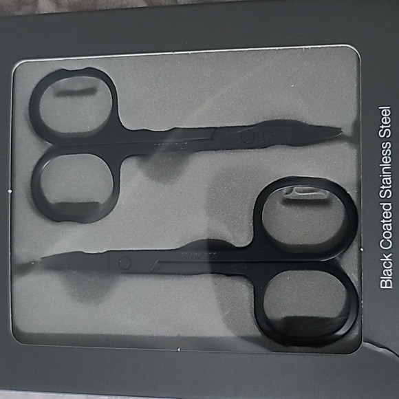 🆕 Brookstone Black Coated Stainless Steel Pointed Tip Grooming Scissors Kit - Picture 7 of 7